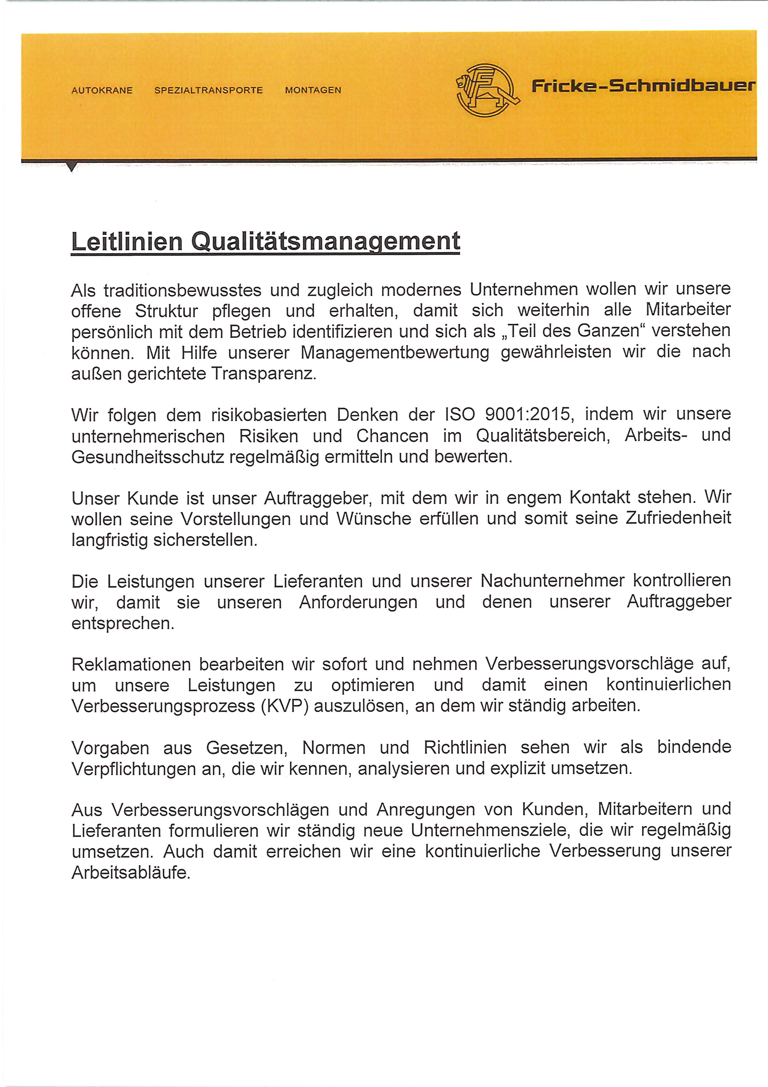 Leitlinien Qualitätsmanagement